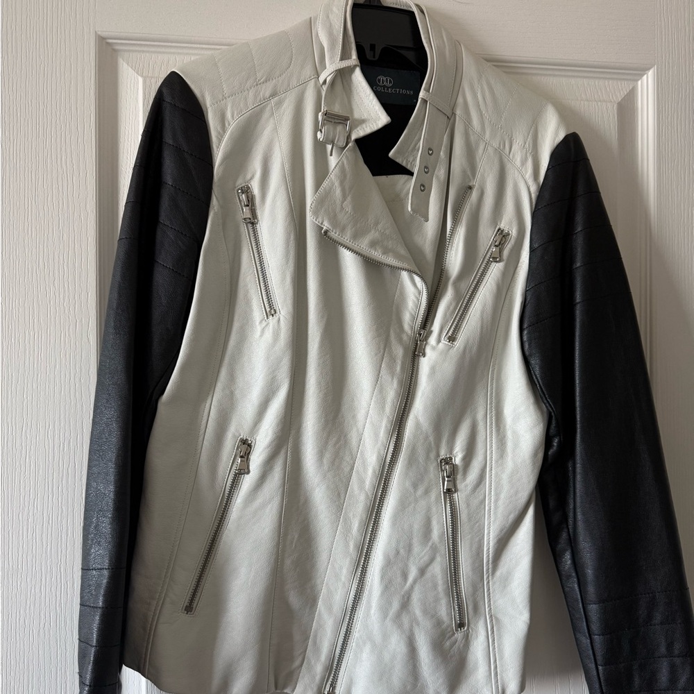 Tart Collections Moto Jacket Black White vegan leather